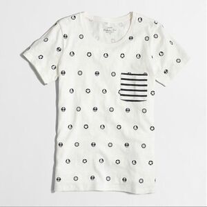 J.CREW shirt womens collection white tee nautical theme cotton xsmall